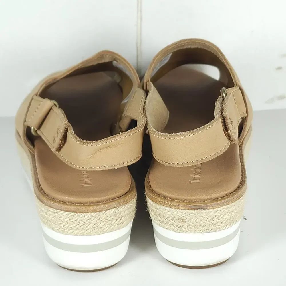 Timberland Emerson Point Women's US6 Tan Leather Wedge Slingback Sandals - Picture 11 of 16